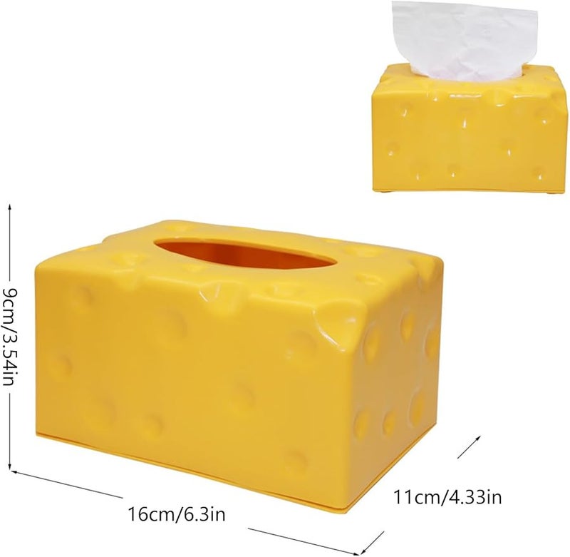 White Novelty Cheese Shaped Tissue Box Holder For Dining Table Paper Organiser - Image 5